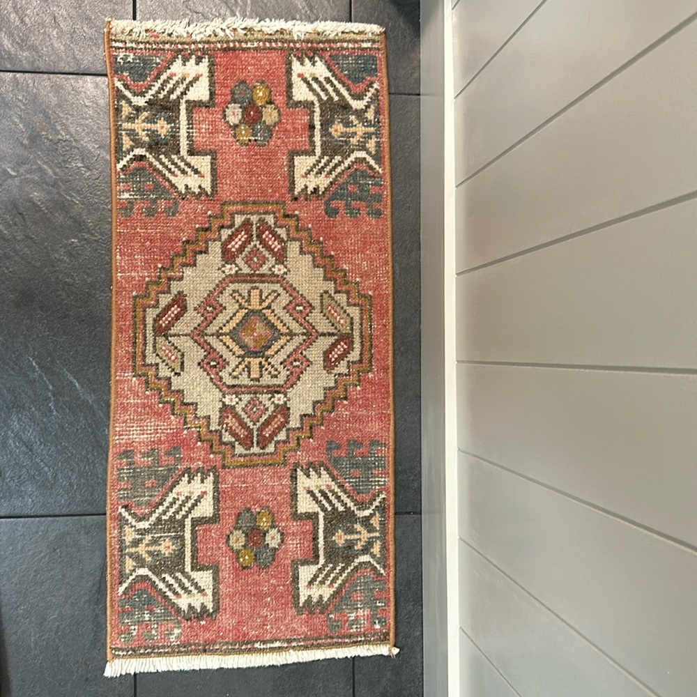 Vintage Turkish mini rug